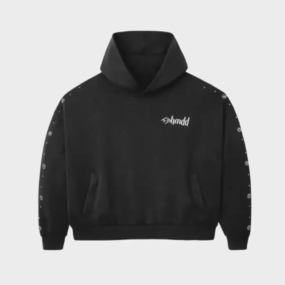 Hmdd Flower Studded Black Hoodie Hmdd Flower Studded Black Hoodie